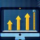 Icon für Digital Marketing Optimierung mit Computermonitor und Pfeile