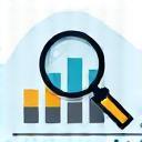 Icon für Marktanalyse mit Diagramm und Lupe
